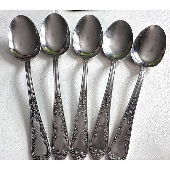 Amefa Holland Stainless Steel AFS1 Scroll Leaf Black Acc Tablespoon 8"Serving - Picture 1 of 10